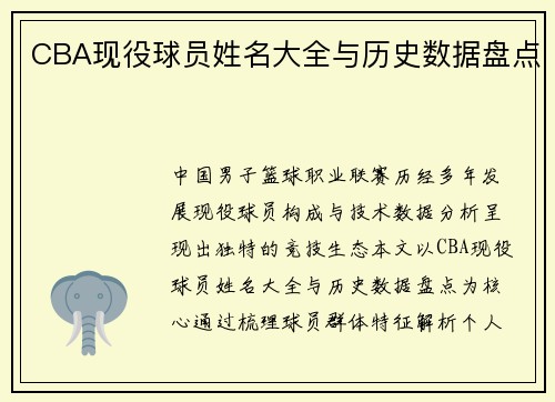 CBA现役球员姓名大全与历史数据盘点